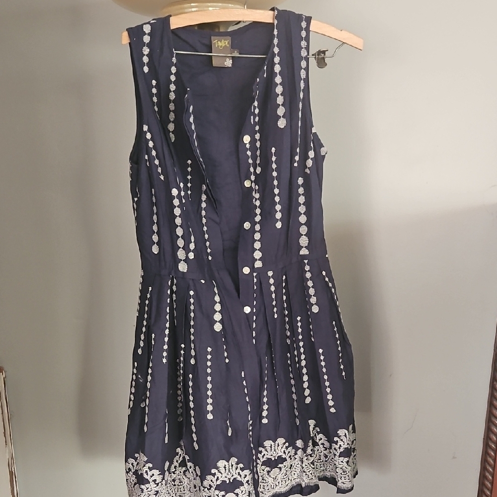 Blue Sleeveless V-Neck Mini Sundress for Cocktail